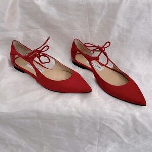 Brand New**Jimmy Choo Vanessa Red Pointed Flats